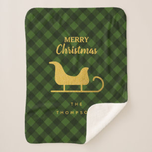 Buffle noir vert de Noël Plaid Père Noël Sleigh