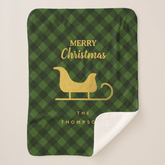 Buffle noir vert de Noël Plaid Père Noël Sleigh (Devant)