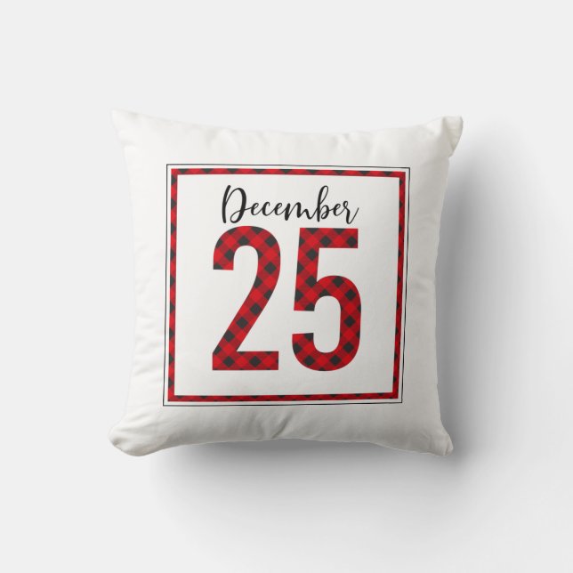 Buffle rouge noir Chèque Oreiller de Noël (Recto)