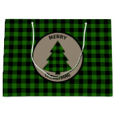 Buffle vert Plaid Christmas Tree Grand sac cadeau (Devant)