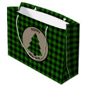 Buffle vert Plaid Christmas Tree Grand sac cadeau (Dos Angle)