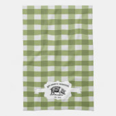 Buffle vert Plaid Farm Pig Serviette de cuisine (Vertical)