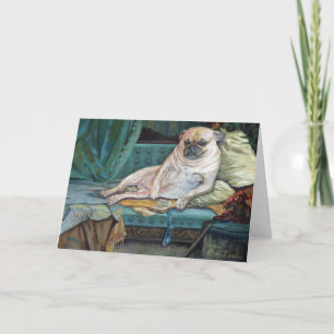Buffy Dumplin in haar Boudoir Pug Holiday Card Kaart