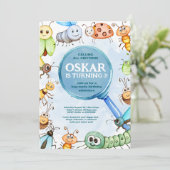 Bug Birthday Invitation, Critter Birthday Boy Kaart (Staand voorkant)