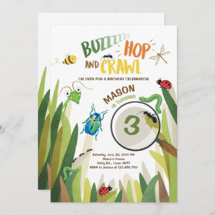 Bug Birthday Invitation Insect Bugs Boy bugging Kaart