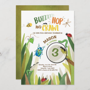 Bug Birthday Invitation Insect Bugs Boy bugging Kaart