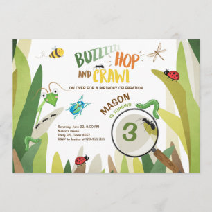 Bug Birthday Invitation Insect Bugs Boy bugging Kaart
