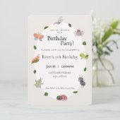 Bug Birthday Party Invitation Kaart (Staand voorkant)