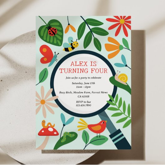 Bug Birthday Party Invitation Kaart