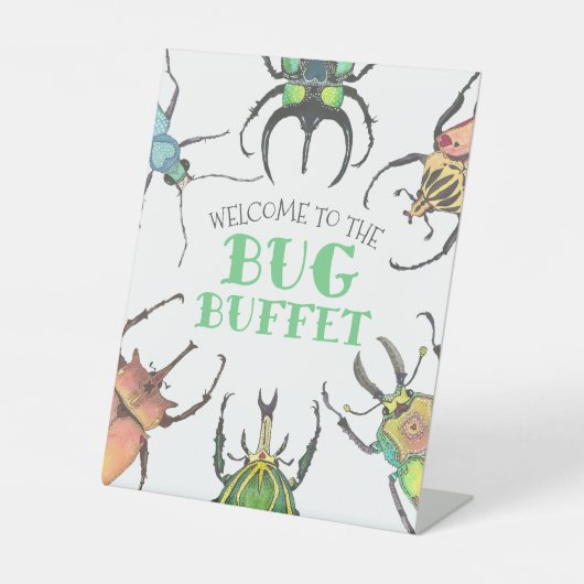 Bug Buffet Party voedsellijst top Reclamebord Met Voetstuk (Voorkant)