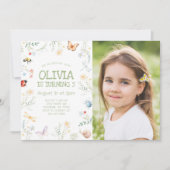 Bug Girl Anniversaire Photo Invitation Insect Part (Devant)