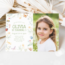 Bug Girl Anniversaire Photo Invitation Insect Part