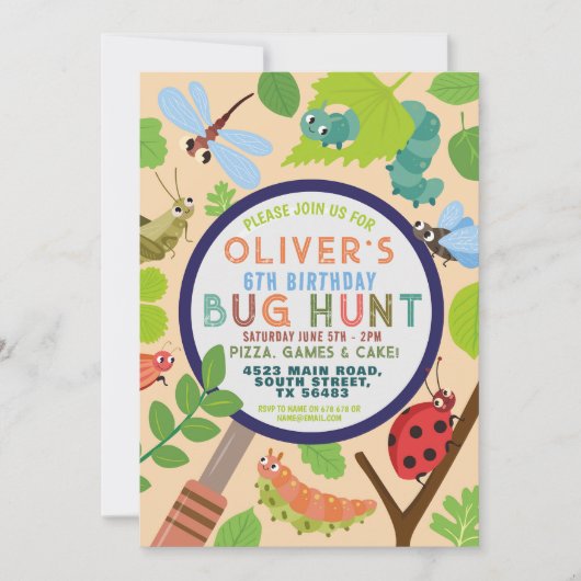 Bug Hunt Garden Fun Insect Scavenger Birthday Kaart (Voorkant)