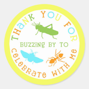 Bug Insect Birthday Party Dank u wel! Ronde Sticker
