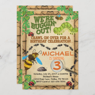 Bug Insect Birthday Party Invitation Invite Boy Kaart