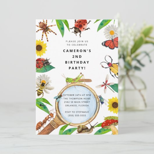 Bug Insect Boy Birthday Invitation (Debout devant)