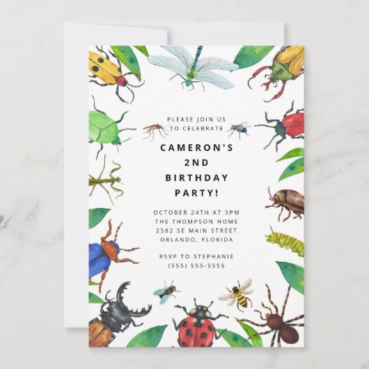 Bug Insect Boy Birthday Invitation (Devant)