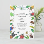 Bug Insect Boy Birthday Invitation Kaart (Staand voorkant)