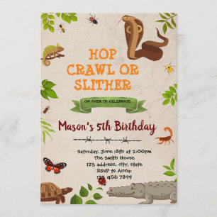 Bug insect reptiel thema party uitnodiging