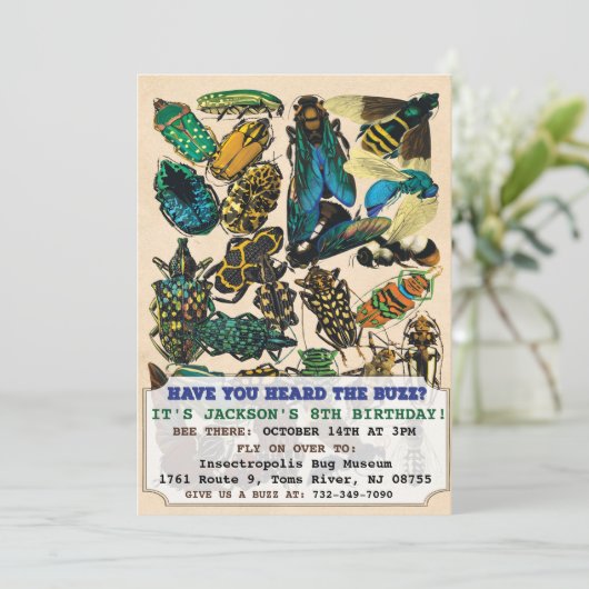 Bug Insect Verjaardag Uitnodiging (Staand voorkant)
