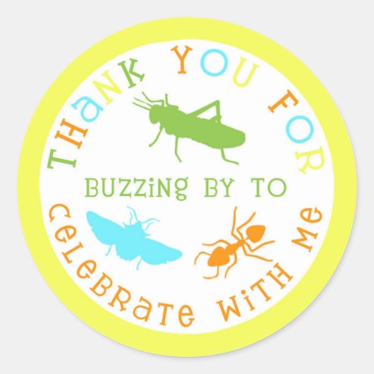 Bug Insect Verjaardagsfeestje Dank u Stickers (Voorkant)