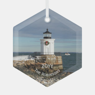 Bug Light Portland Breakwater Lighthouse Glas Ornament