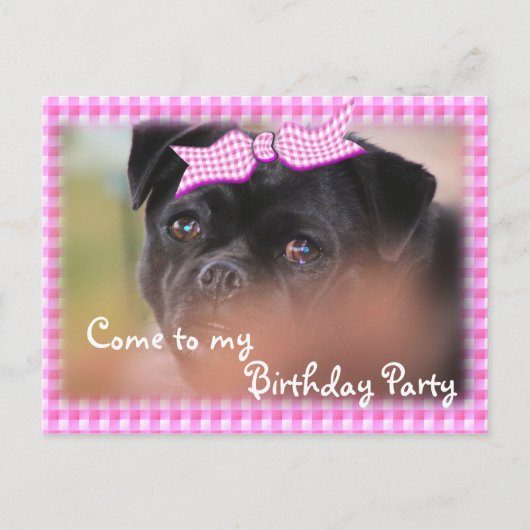 Bug-Puppy PK Plaid Briefkaart-Invitation-customize Uitnodiging Briefkaart (Voorkant)