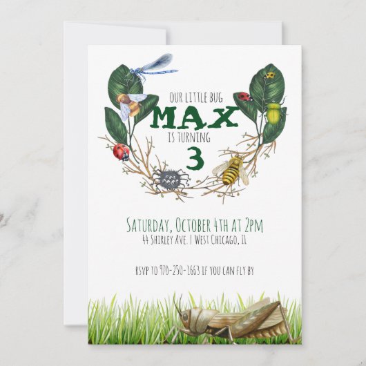 Bug Thème Anniversaire Fête Invitation (Devant)