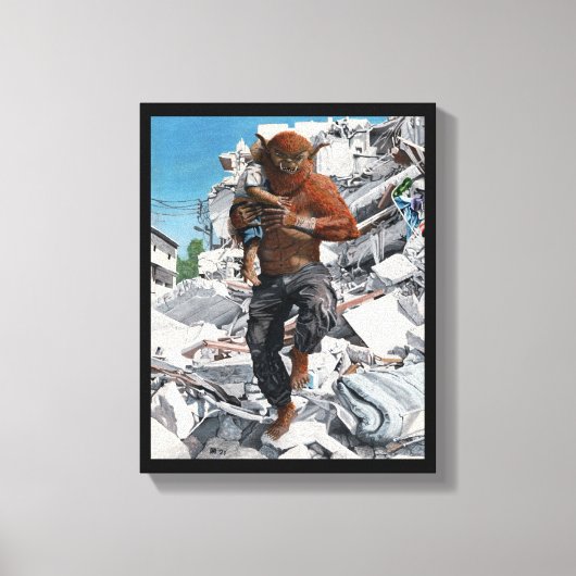 Bugbeer Hero Rescuing Child Fantasy Canvas Print (Voorkant)