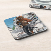 Bugbeer Hero Saving Child Fantasy Plastic Onderzet Bier Onderzetter (Linkerzijde)