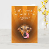 Bugger kanker, hond likken lippen, gezond worden kaart (Gele Bloem)