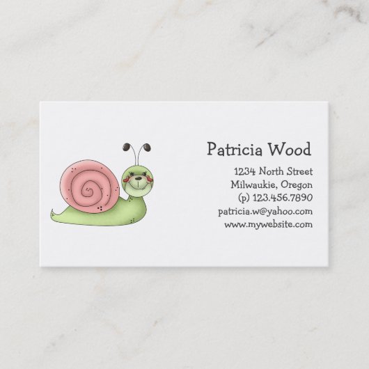 Buggin' U ・ Green & Roze slak Visitekaartje (Voorkant)