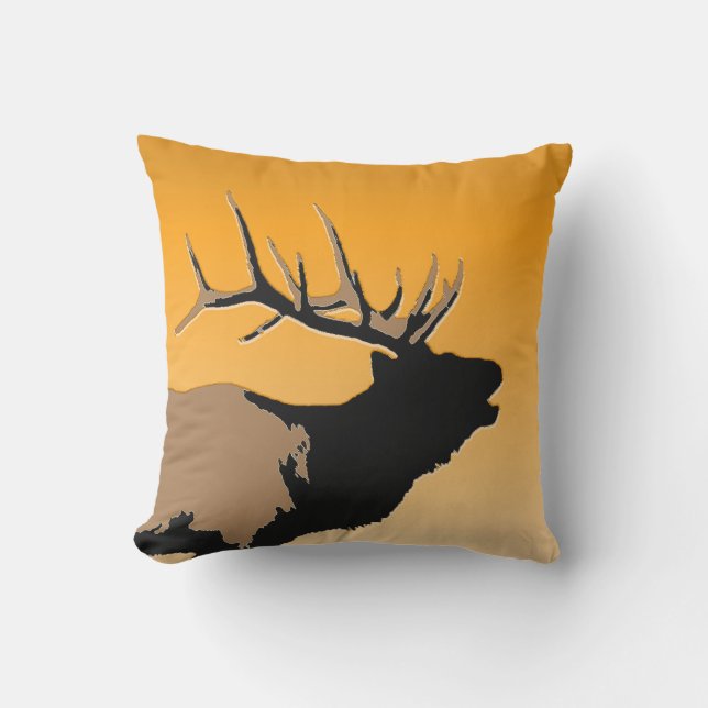 Bugling Bull Elk bij Sunset Original Wildlife Art Buitenkussen (Voorkant)