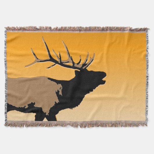 Bugling Bull Elk bij Sunset Original Wildlife Art Deken (Voorkant)