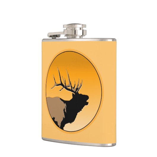 Bugling Bull Elk bij Sunset Original Wildlife Art Heupfles (Links)