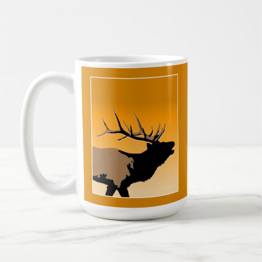 Bugling Bull Elk bij Sunset Original Wildlife Art Koffiemok (Links)