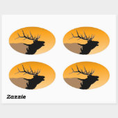 Bugling Bull Elk bij Sunset Original Wildlife Art Ovale Sticker (Vel)