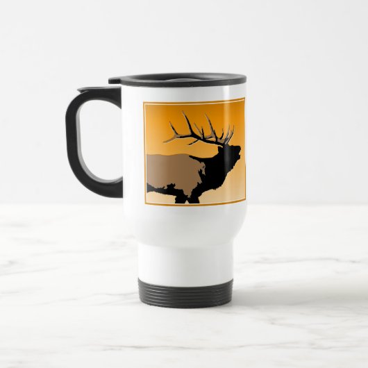 Bugling Bull Elk bij Sunset Original Wildlife Art Reisbeker (Links)