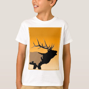 Bugling Bull Elk bij Sunset Original Wildlife Art T-shirt