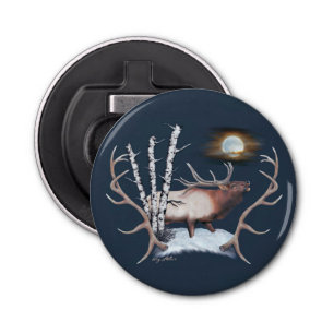 Bugling Bull Elk Button Flesopener