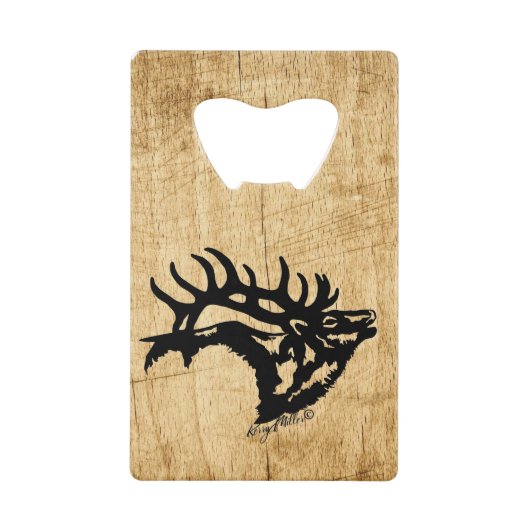 Bugling Bull Elk creditcard Bottle Open Kredietkaart Flessenopener (Voorkant)