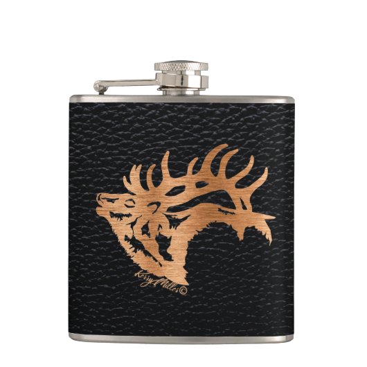 Bugling Bull Elk Flask Heupfles (Voorkant)