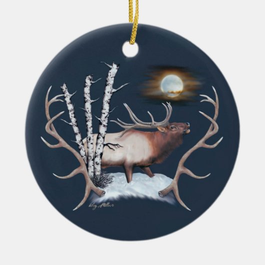 Bugling Bull Elk keramisch siermiddel Keramisch Ornament (Voorkant)