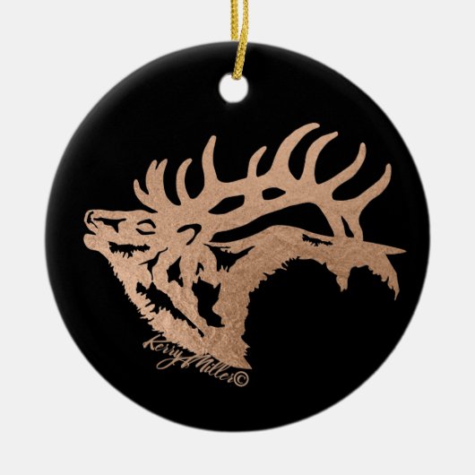 Bugling Bull Elk keramisch siermiddel Ornament (Voorkant)