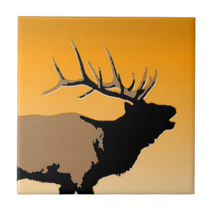Bugling Elk bij Sunset - Original Wildlife Art Tegeltje