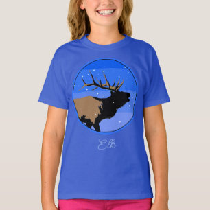 Bugling Elk in Winter - Original Wildlife Art T-S T-shirt