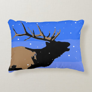 Bugling Elk in Winter - Originele Wilde Kunst Accent Kussen