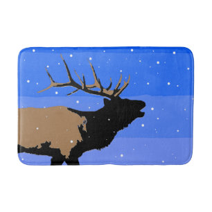 Bugling Elk in Winter - Originele Wilde Kunst Badmat