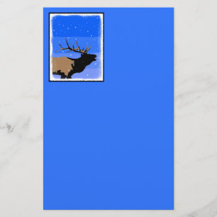 Bugling Elk in Winter - Originele Wilde Kunst Briefpapier