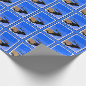 Bugling Elk in Winter - Originele Wilde Kunst Cadeaupapier (Hoek)